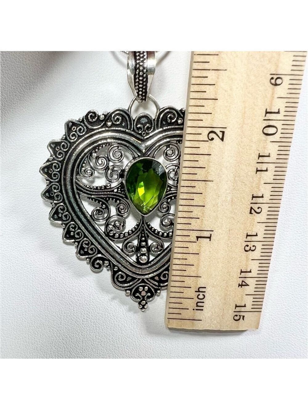 Peridot Rope Design 925 Pendant Bracelet Earrings & Chain (synthetic stones) - Picture 6 of 11